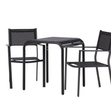 Borneo Cafetable Hliník - Černá / Kvadrat 70*70* + Stohovací židle Copacabana - Černá/Černá - Ersätter 4131-408 _2