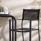 Borneo Cafetable Hliník - Černá / Kvadrat 70*70* + Stohovací židle Copacabana - Černá/Černá - Ersätter 4131-408 _2