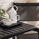 Borneo Cafetable Hliník - Černá / Kvadrat 70*70* + Stohovací židle Copacabana - Černá/Černá - Ersätter 4131-408 _2