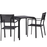 Borneo Cafetable Hliník - Černá / Kvadrat 70*70* + Stohovací židle Copacabana - Černá/Černá - Ersätter 4131-408 _2