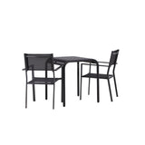 Borneo Cafetable Hliník - Černá / Kvadrat 70*70* + Stohovací židle Copacabana - Černá/Černá - Ersätter 4131-408 _2