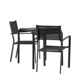 Borneo Cafetable Hliník - Černá / Kvadrat 70*70* + Stohovací židle Copacabana - Černá/Černá - Ersätter 4131-408 _2