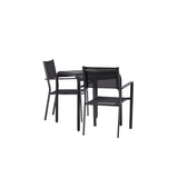 Borneo Cafetable Hliník - Černá / Kvadrat 70*70* + Stohovací židle Copacabana - Černá/Černá - Ersätter 4131-408 _2