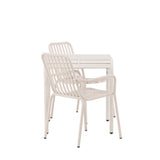 Borneo Cafetable hliník – béžová / Kvadrat 70*70* + hliníková jídelní židle Peking – béžová / _2