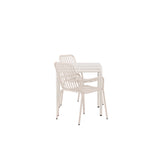 Borneo Cafetable hliník – béžová / Kvadrat 70*70* + hliníková jídelní židle Peking – béžová / _2