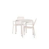 Borneo Cafetable hliník – béžová / Kvadrat 70*70* + hliníková jídelní židle Peking – béžová / _2