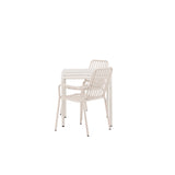 Borneo Cafetable hliník – béžová / Kvadrat 70*70* + hliníková jídelní židle Peking – béžová / _2
