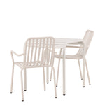 Borneo Cafetable hliník – béžová / Kvadrat 70*70* + hliníková jídelní židle Peking – béžová / _2