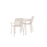 Borneo Cafetable hliník – béžová / Kvadrat 70*70* + hliníková jídelní židle Peking – béžová / _2