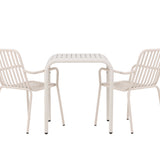 Borneo Cafetable hliník – béžová / Kvadrat 70*70* + hliníková jídelní židle Peking – béžová / _2