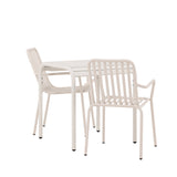 Borneo Cafetable hliník – béžová / Kvadrat 70*70* + hliníková jídelní židle Peking – béžová / _2