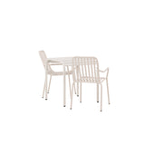 Borneo Cafetable hliník – béžová / Kvadrat 70*70* + hliníková jídelní židle Peking – béžová / _2