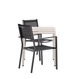 Borneo Cafetable Hliník – Béžová / Kvadrat 70*70* + Stohovací židle Copacabana – Černá/Černá – Ersätter 4131-408 _2