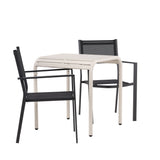 Borneo Cafetable Hliník – Béžová / Kvadrat 70*70* + Stohovací židle Copacabana – Černá/Černá – Ersätter 4131-408 _2