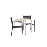 Borneo Cafetable Hliník – Béžová / Kvadrat 70*70* + Stohovací židle Copacabana – Černá/Černá – Ersätter 4131-408 _2