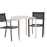 Borneo Cafetable Hliník – Béžová / Kvadrat 70*70* + Stohovací židle Copacabana – Černá/Černá – Ersätter 4131-408 _2