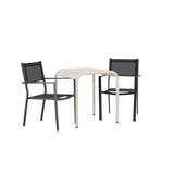 Borneo Cafetable Hliník – Béžová / Kvadrat 70*70* + Stohovací židle Copacabana – Černá/Černá – Ersätter 4131-408 _2