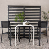 Borneo Cafetable Hliník – Béžová / Kvadrat 70*70* + Stohovací židle Copacabana – Černá/Černá – Ersätter 4131-408 _2