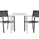 Borneo Cafetable Hliník – Béžová / Kvadrat 70*70* + Stohovací židle Copacabana – Černá/Černá – Ersätter 4131-408 _2