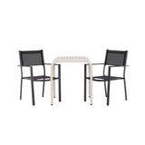 Borneo Cafetable Hliník – Béžová / Kvadrat 70*70* + Stohovací židle Copacabana – Černá/Černá – Ersätter 4131-408 _2