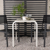 Borneo Cafetable Hliník – Béžová / Kvadrat 70*70* + Stohovací židle Copacabana – Černá/Černá – Ersätter 4131-408 _2