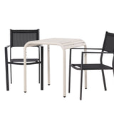 Borneo Cafetable Hliník – Béžová / Kvadrat 70*70* + Stohovací židle Copacabana – Černá/Černá – Ersätter 4131-408 _2