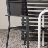 Borneo Cafetable Hliník – Béžová / Kvadrat 70*70* + Stohovací židle Copacabana – Černá/Černá – Ersätter 4131-408 _2