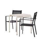 Borneo Cafetable Hliník – Béžová / Kvadrat 70*70* + Stohovací židle Copacabana – Černá/Černá – Ersätter 4131-408 _2