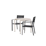 Borneo Cafetable Hliník – Béžová / Kvadrat 70*70* + Stohovací židle Copacabana – Černá/Černá – Ersätter 4131-408 _2