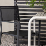 Borneo Cafetable Hliník – Béžová / Kvadrat 70*70* + Stohovací židle Copacabana – Černá/Černá – Ersätter 4131-408 _2