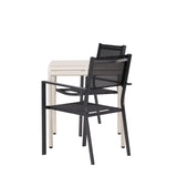 Borneo Cafetable Hliník – Béžová / Kvadrat 70*70* + Stohovací židle Copacabana – Černá/Černá – Ersätter 4131-408 _2
