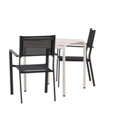 Borneo Cafetable Hliník – Béžová / Kvadrat 70*70* + Stohovací židle Copacabana – Černá/Černá – Ersätter 4131-408 _2