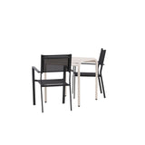Borneo Cafetable Hliník – Béžová / Kvadrat 70*70* + Stohovací židle Copacabana – Černá/Černá – Ersätter 4131-408 _2