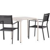 Borneo Cafetable Hliník – Béžová / Kvadrat 70*70* + Stohovací židle Copacabana – Černá/Černá – Ersätter 4131-408 _2