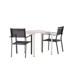 Borneo Cafetable Hliník – Béžová / Kvadrat 70*70* + Stohovací židle Copacabana – Černá/Černá – Ersätter 4131-408 _2