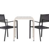 Borneo Cafetable Hliník – Béžová / Kvadrat 70*70* + Stohovací židle Copacabana – Černá/Černá – Ersätter 4131-408 _2