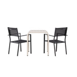 Borneo Cafetable Hliník – Béžová / Kvadrat 70*70* + Stohovací židle Copacabana – Černá/Černá – Ersätter 4131-408 _2