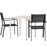 Borneo Cafetable Hliník – Béžová / Kvadrat 70*70* + Stohovací židle Copacabana – Černá/Černá – Ersätter 4131-408 _2