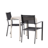 Borneo Cafetable Hliník – Béžová / Kvadrat 70*70* + Stohovací židle Copacabana – Černá/Černá – Ersätter 4131-408 _2