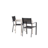 Borneo Cafetable Hliník – Béžová / Kvadrat 70*70* + Stohovací židle Copacabana – Černá/Černá – Ersätter 4131-408 _2