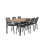 Break Jídelní stůl Alumnium - Černá / Přírodní obdélníkový 90*200* +Peking Jídelní židle Aluminium - Black / _6