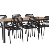 Break Jídelní stůl Alumnium - Černá / Přírodní obdélníkový 90*200* +Peking Jídelní židle Aluminium - Black / _6