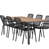 Break Jídelní stůl Alumnium - Černá / Přírodní obdélníkový 90*200* +Peking Jídelní židle Aluminium - Black / _6