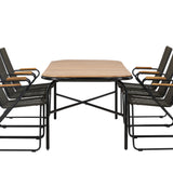 Jídelní stůl Holmbeck Steel – Černá / Obdélníková 90*200*75 +Bois Jídelní židle Steel – Černá / Tmavě šedá Lano _6