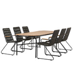 Jídelní stůl Holmbeck Steel – Černá / Obdélníková 90*200*75 +Bois Jídelní židle Steel – Černá / Tmavě šedá Lano _6