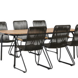 Jídelní stůl Holmbeck Steel – Černá / Obdélníková 90*200*75 +Bois Jídelní židle Steel – Černá / Tmavě šedá Lano _6