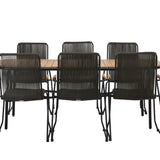 Jídelní stůl Holmbeck Steel – Černá / Obdélníková 90*200*75 +Bois Jídelní židle Steel – Černá / Tmavě šedá Lano _6