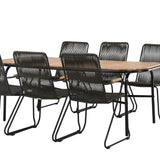 Jídelní stůl Holmbeck Steel – Černá / Obdélníková 90*200*75 +Bois Jídelní židle Steel – Černá / Tmavě šedá Lano _6