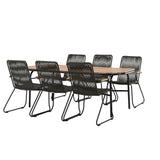 Jídelní stůl Holmbeck Steel – Černá / Obdélníková 90*200*75 +Bois Jídelní židle Steel – Černá / Tmavě šedá Lano _6