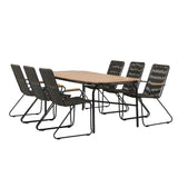 Jídelní stůl Holmbeck Steel – Černá / Obdélníková 90*200*75 +Bois Jídelní židle Steel – Černá / Tmavě šedá Lano _6